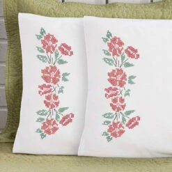 Herrschners Alice Pillowcase Pair Stamped Cross-Stitch Or Stamped Embroidery