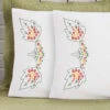 Herrschners Priscilla Pillowcase Pair Stamped Embroidery