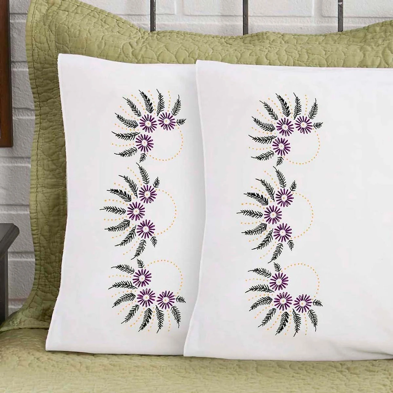 Herrschners Susanna Pillowcase Pair Stamped Embroidery 1 Herrschners Susanna Pillowcase Pair Stamped Embroidery