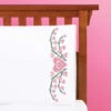 Herrschners Pink Floral Heart Pillowcase Pair Stamped Cross-Stitch