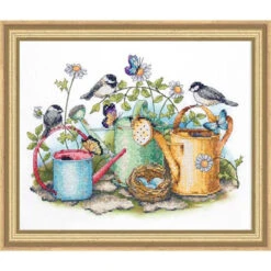 Dimensions Watering Cans Stamped Cross-Stitch Kit