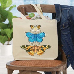 Herrschners Brilliant Butterflies Tote Bag Stamped Cross-Stitch Kit