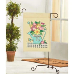 Herrschners Gingham Blooms Porch Flag Stamped Cross-Stitch Kit