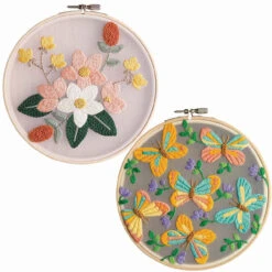 Leisure Arts Organza Butterflies & Magnolias Hoop Set Stamped Embroidery