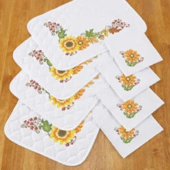 Herrschners Autumn Beauty II Placemat & Napkins Stamped Cross-Stitch