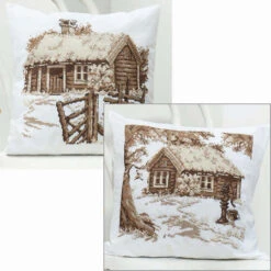 Craftways Log Cabin Pillow Cover Set Stamped Cross-Stitch
