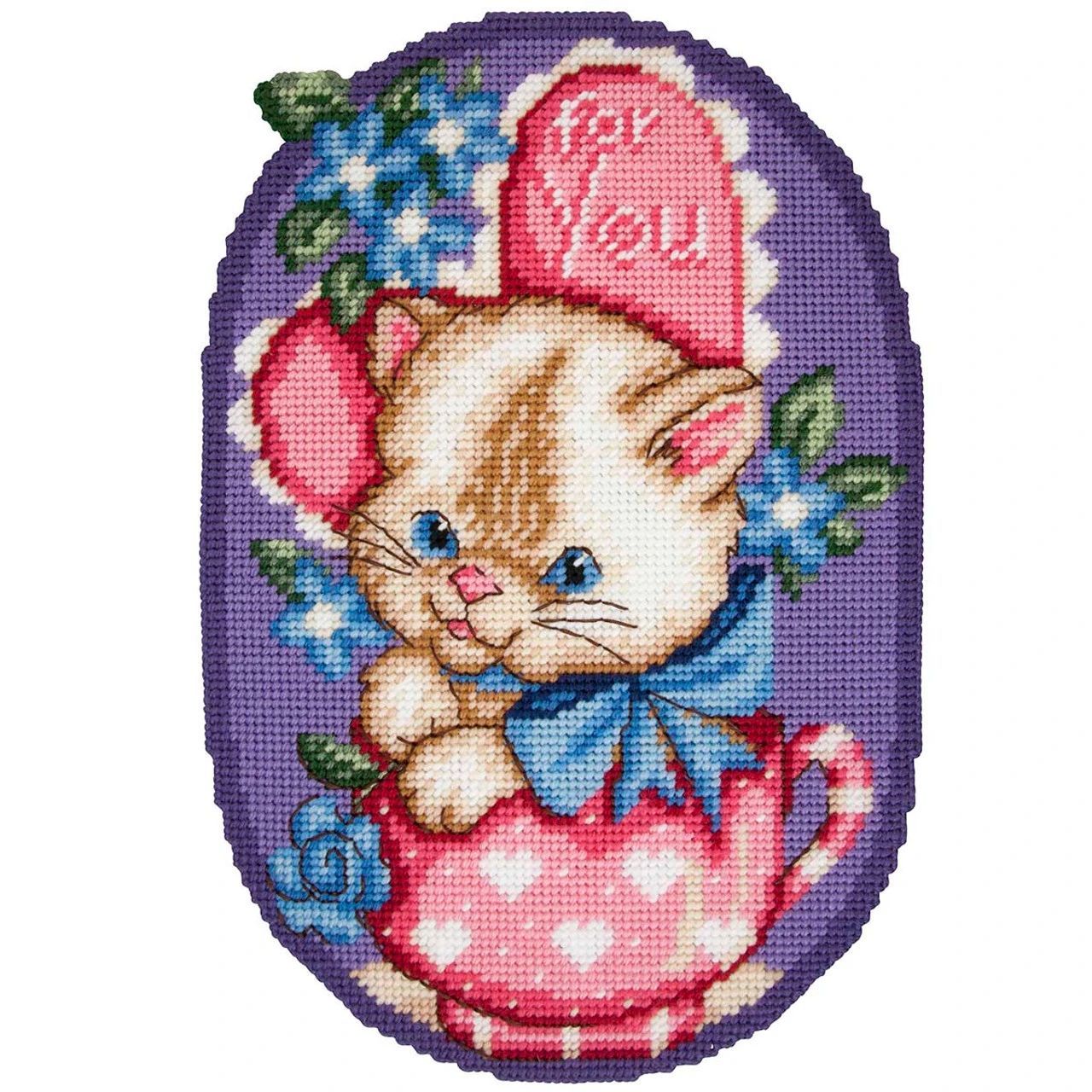Herrschners Valentine's Kitten Wall Hanging Plastic Canvas Kit 1 Herrschners Valentine's Kitten Wall Hanging Plastic Canvas Kit