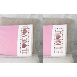 Herrschners I Love You, I Know Pillowcase Pair Stamped Cross-Stitch
