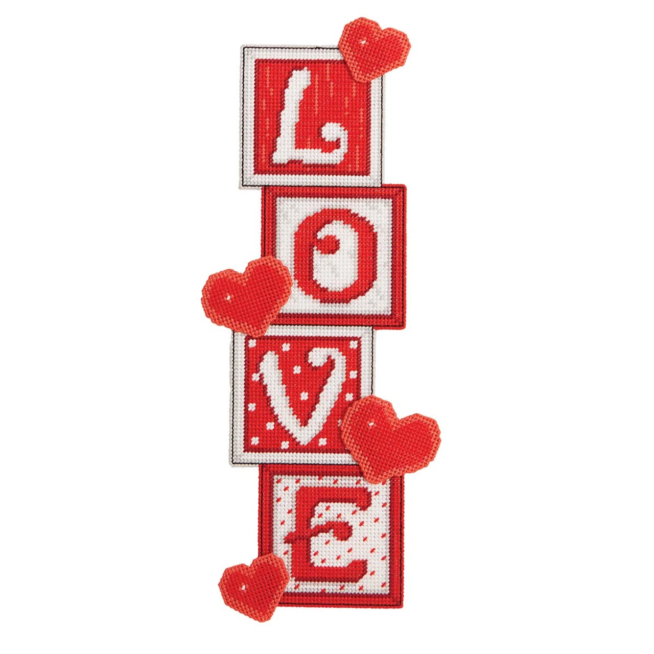 Herrschners LOVE Blocks Wall Hanging Plastic Canvas Kit 1 Herrschners LOVE Blocks Wall Hanging Plastic Canvas Kit