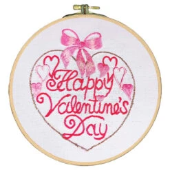 Craftways Happy Valentine's Hoop Stamped Embroidery Kit