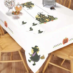 Herrschners Be Witching Halloween Table Linens Stamped Cross-Stitch