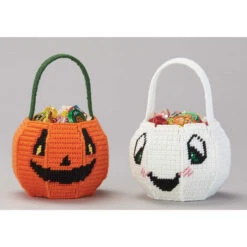 Herrschners Trick Or Treat Baskets Plastic Canvas Kit