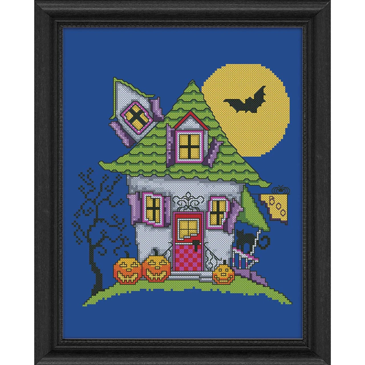 Herrschners Haunted House Lane Stamped Cross-Stitch Kit 1 Herrschners Haunted House Lane Stamped Cross-Stitch Kit