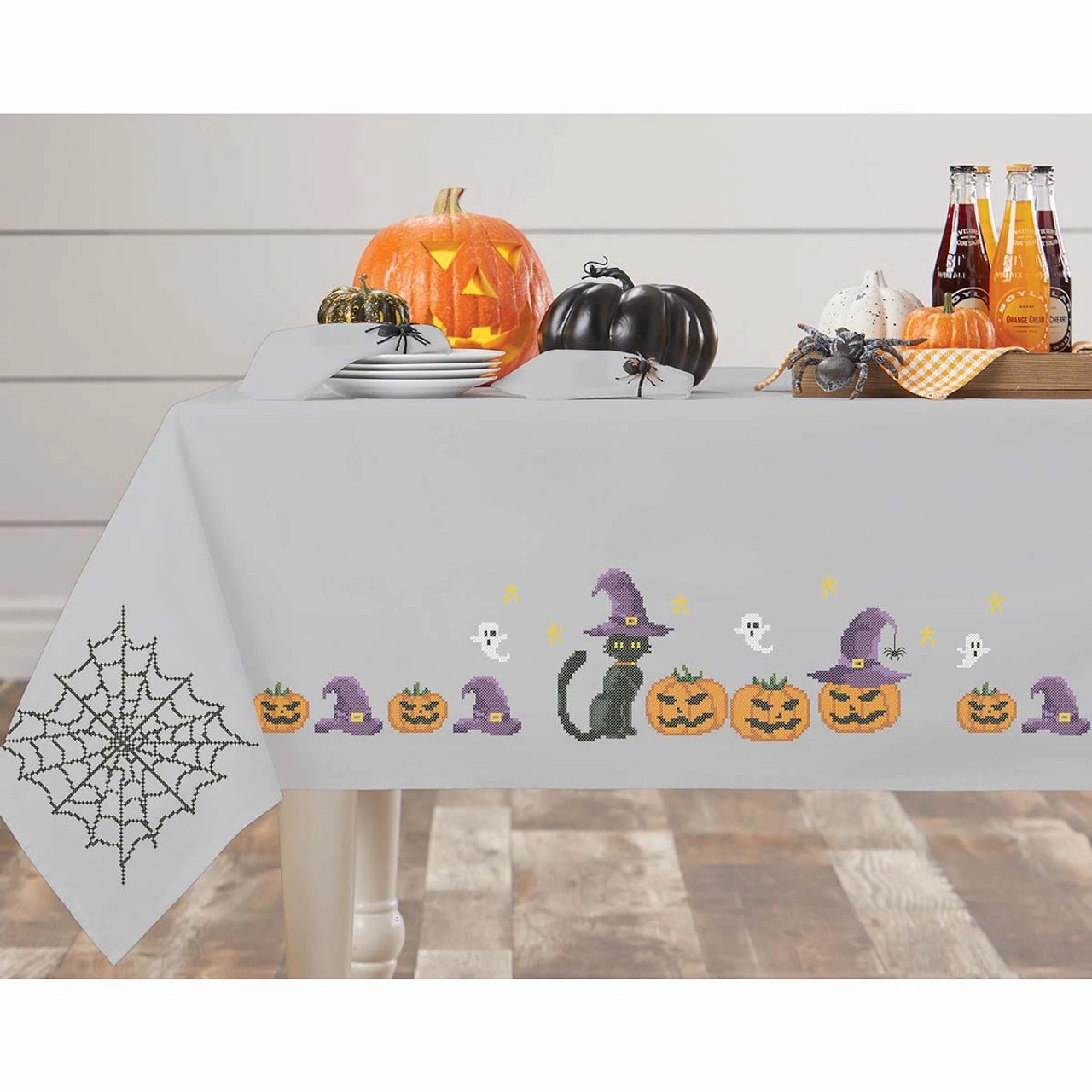 Herrschners Creep It Real Tablecloth Stamped Cross-Stitch 1 Herrschners Creep It Real Tablecloth Stamped Cross-Stitch