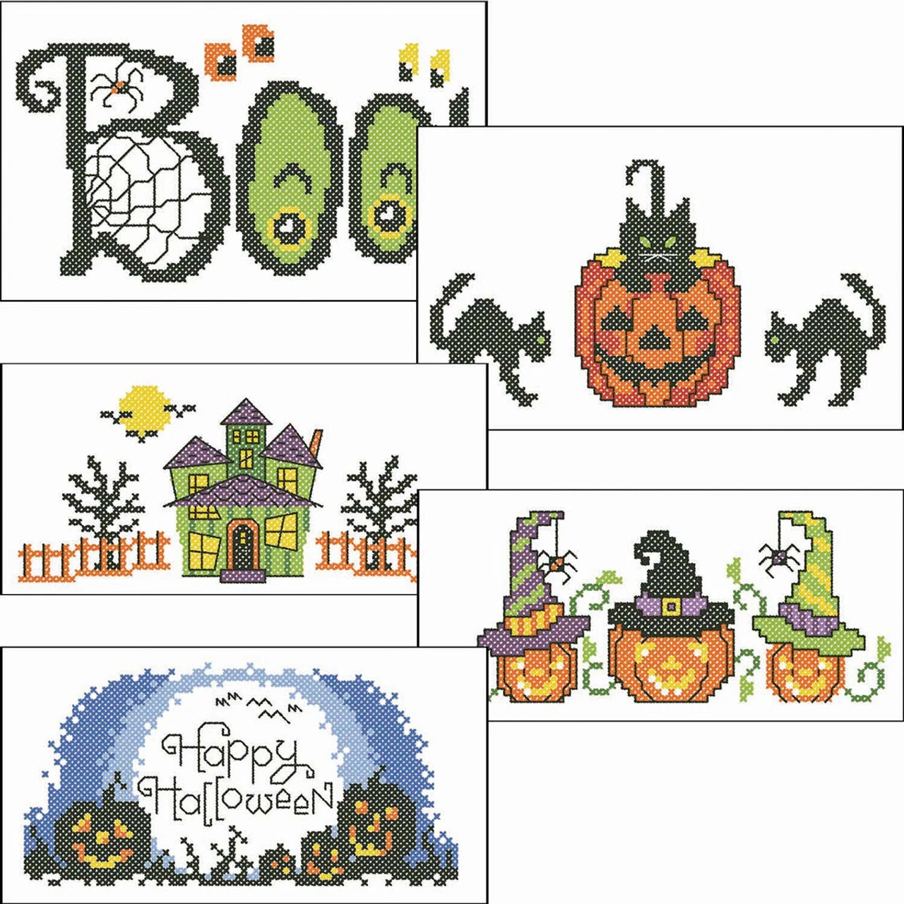 Herrschners Haunted Halloween Pillowcase Set Stamped Cross-Stitch 1 Herrschners Haunted Halloween Pillowcase Set Stamped Cross-Stitch