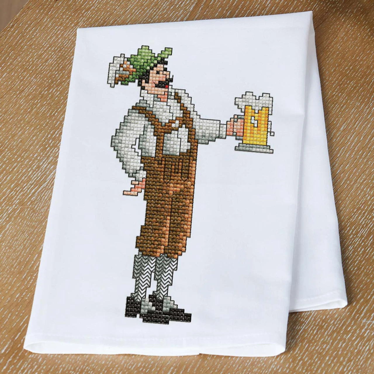 Village Linens Oktoberfest Lederhosen Towel Stamped Cross-Stitch Kit 1 Village Linens Oktoberfest Lederhosen Towel Stamped Cross-Stitch Kit