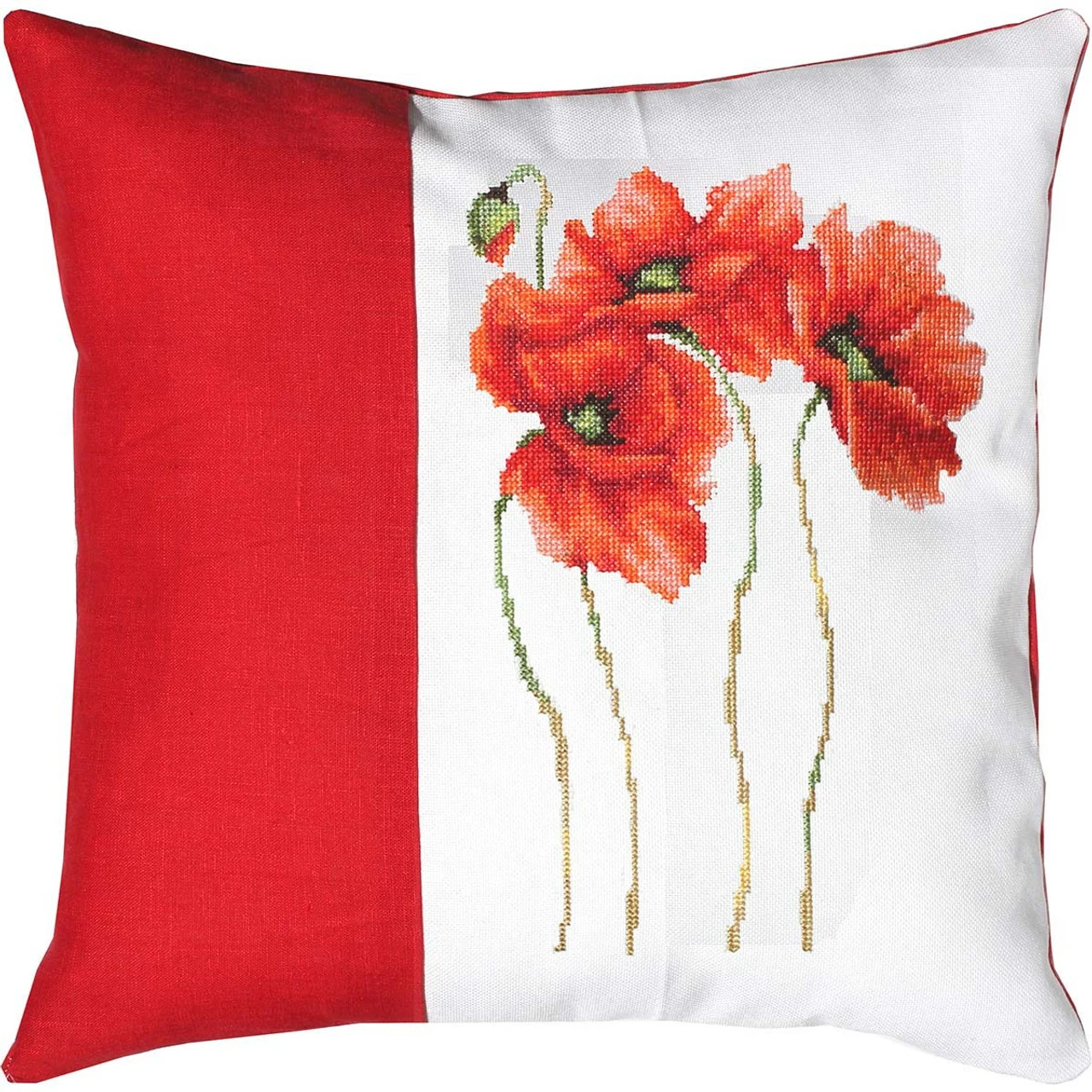 Luca-S Four Poppy Pillow Counted Cross-Stitch Kit 1 Luca-S Four Poppy Pillow Counted Cross-Stitch Kit