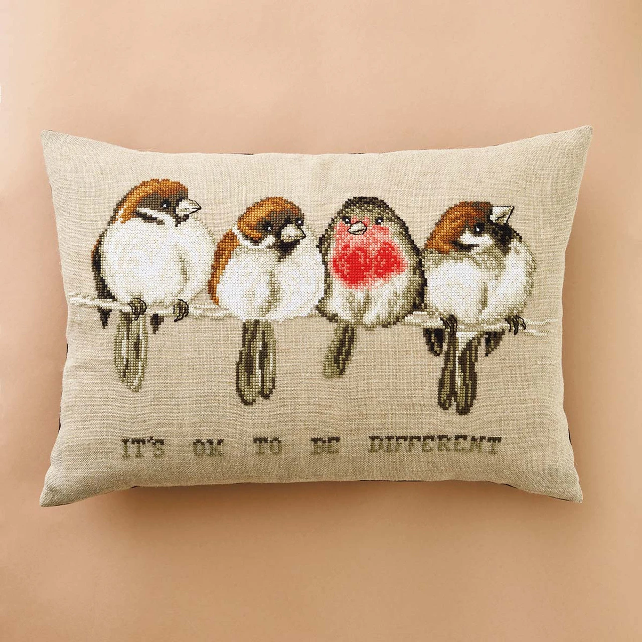 Permin Okay To Be Different Pillow Cover Counted Cross-Stitch Kit 2 Permin Okay To Be Different Pillow Cover Counted Cross-Stitch Kit - Image 2