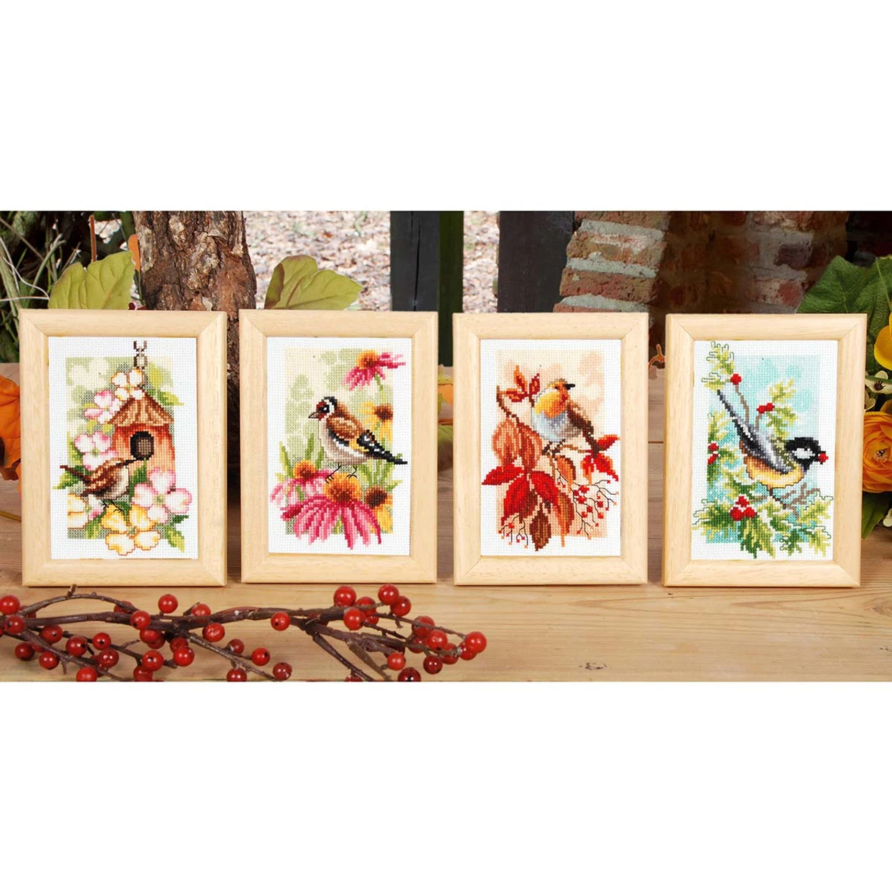 Lanarte Seasonal Birds Counted Cross-Stitch Kit 1 Lanarte Seasonal Birds Counted Cross-Stitch Kit