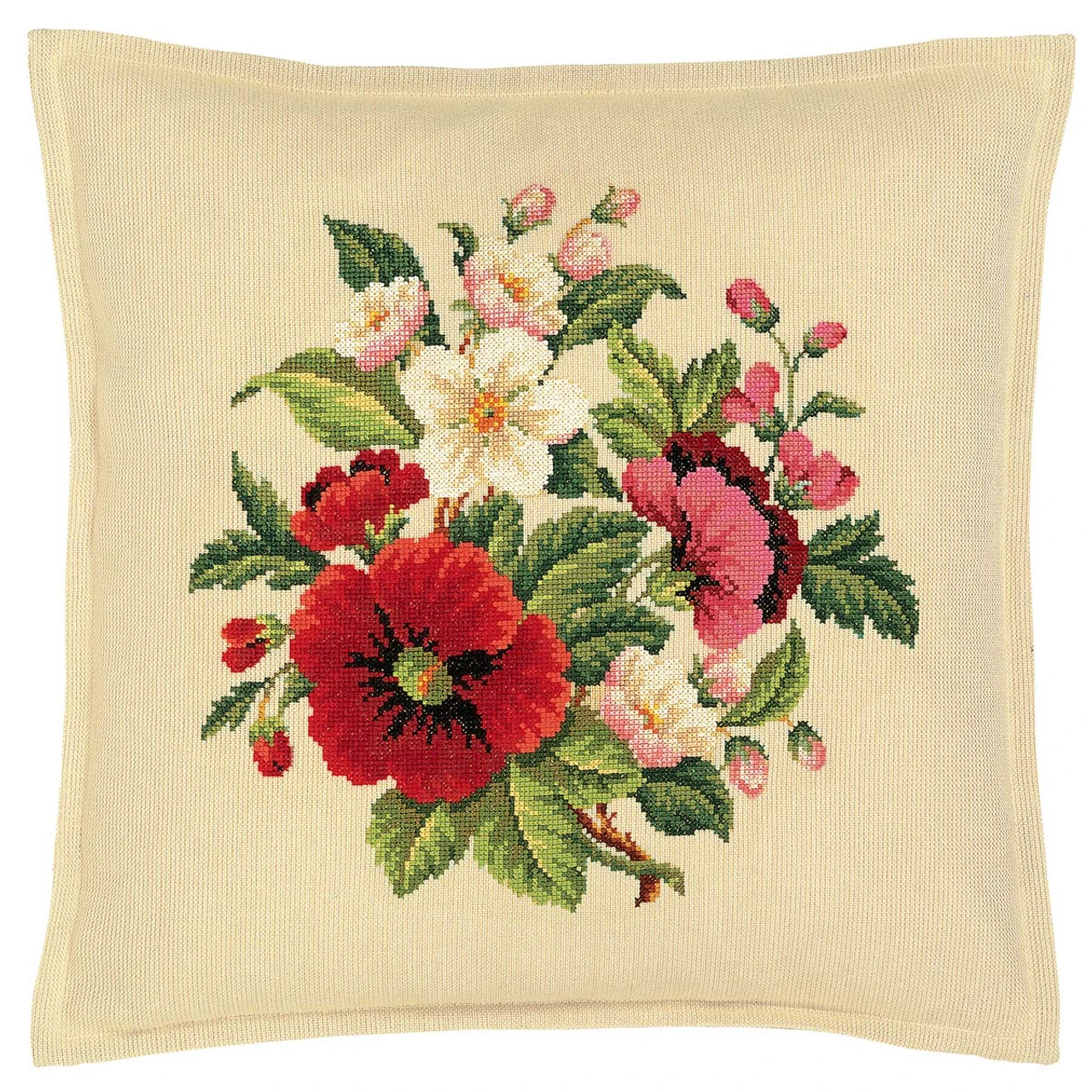Eva Rosenstand Poppies Pillow Cover Counted Cross-Stitch Kit 1 Eva Rosenstand Poppies Pillow Cover Counted Cross-Stitch Kit