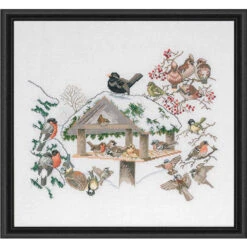 Eva Rosenstand Bird Table I Linen Counted Cross-Stitch Kit