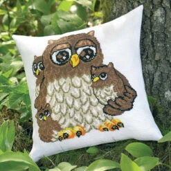 Permin The Owl Family Pillow Counted Cross-Stitch Kit