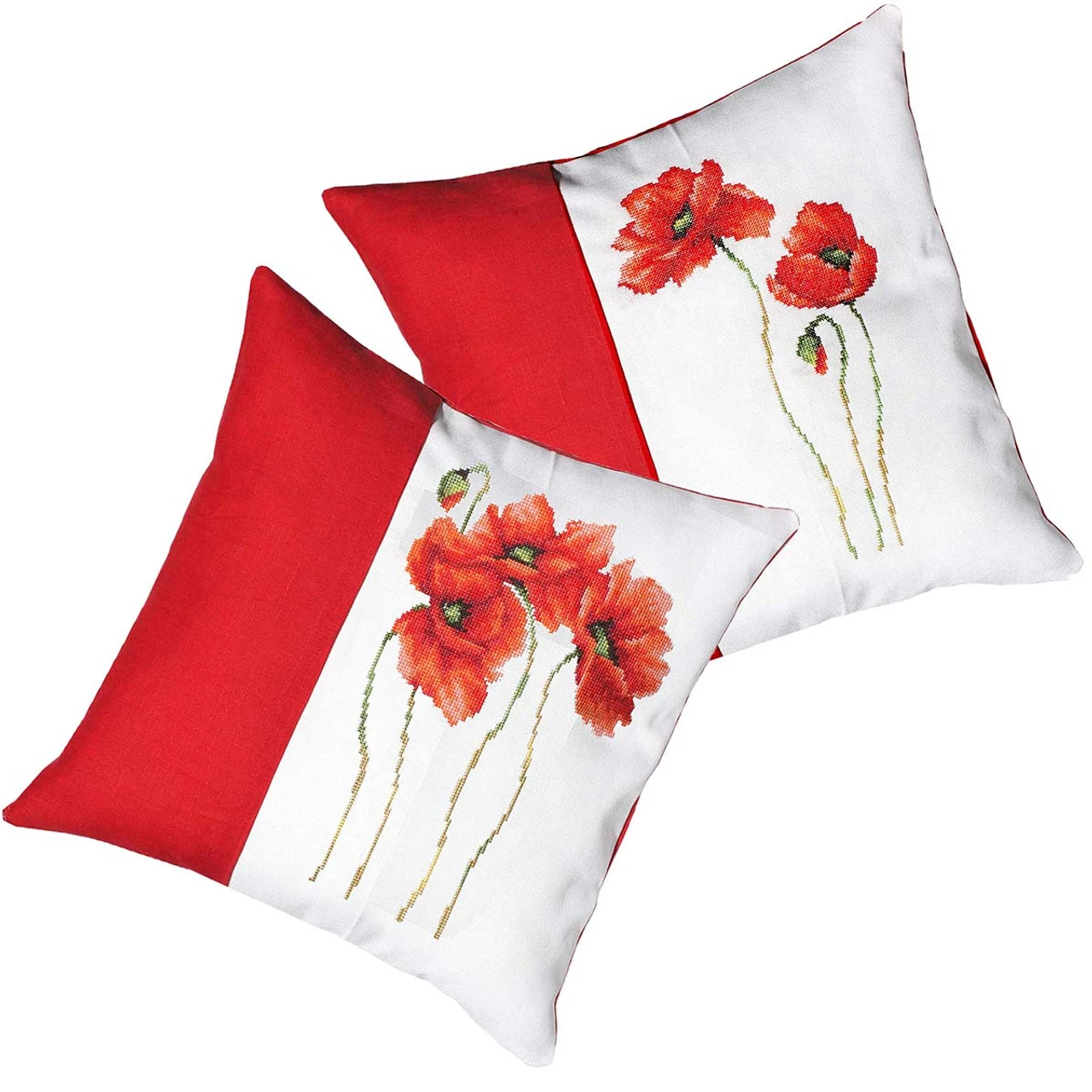 Luca-S Poppy Pillows Set Counted Cross-Stitch 1 Luca-S Poppy Pillows Set Counted Cross-Stitch