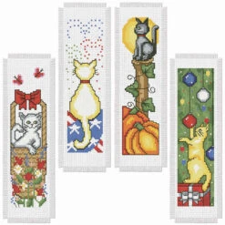Herrschners Cats For All Seasons Bookmarks Counted Cross-Stitch Kit