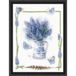 Vervaco Soft Blue Floral Counted Cross-Stitch Kit