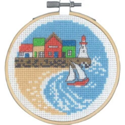Permin Houses & Harbor Hoop Counted Cross-Stitch Kit