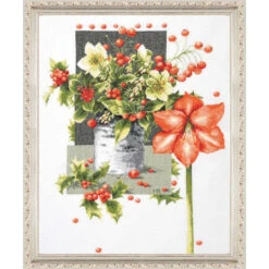 LanArte Stunning Blooms On Aida Counted Cross-Stitch Kit