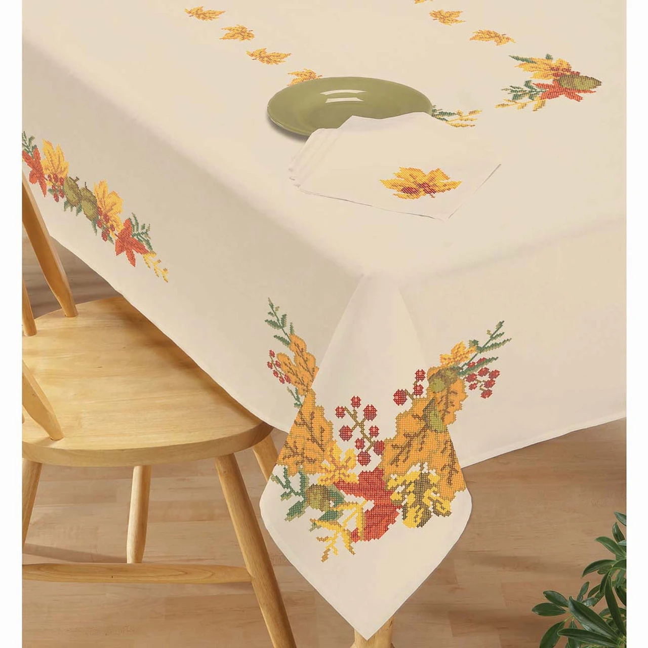 Herrschners Autumn Arboreal Table Linens Stamped Cross-Stitch 1 Herrschners Autumn Arboreal Table Linens Stamped Cross-Stitch