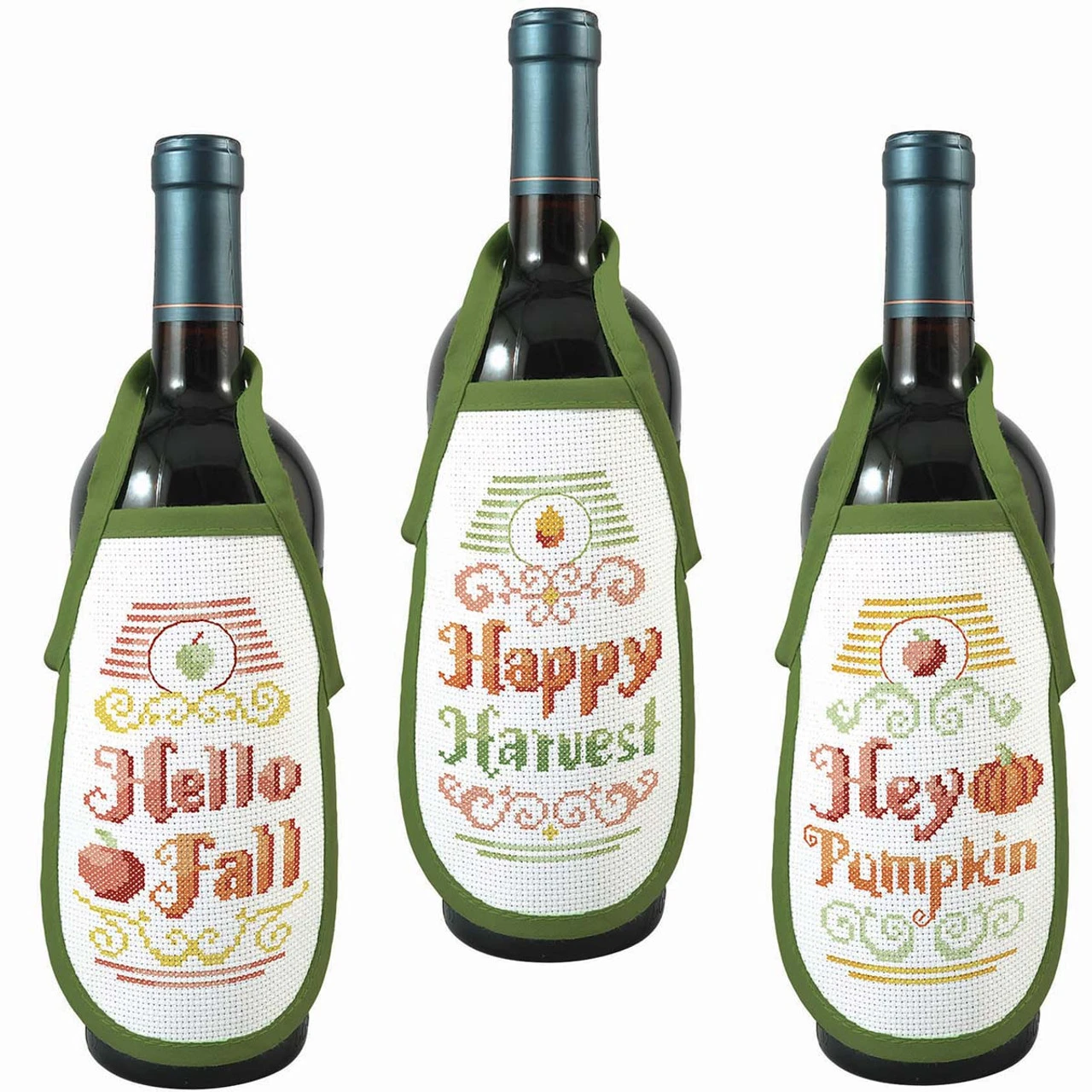 Herrschners Happy Harvest Bottle Aprons Counted Cross-Stitch Kit 1 Herrschners Happy Harvest Bottle Aprons Counted Cross-Stitch Kit