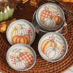 Herrschners Always Thankful Coasters Counted Cross-Stitch Kit