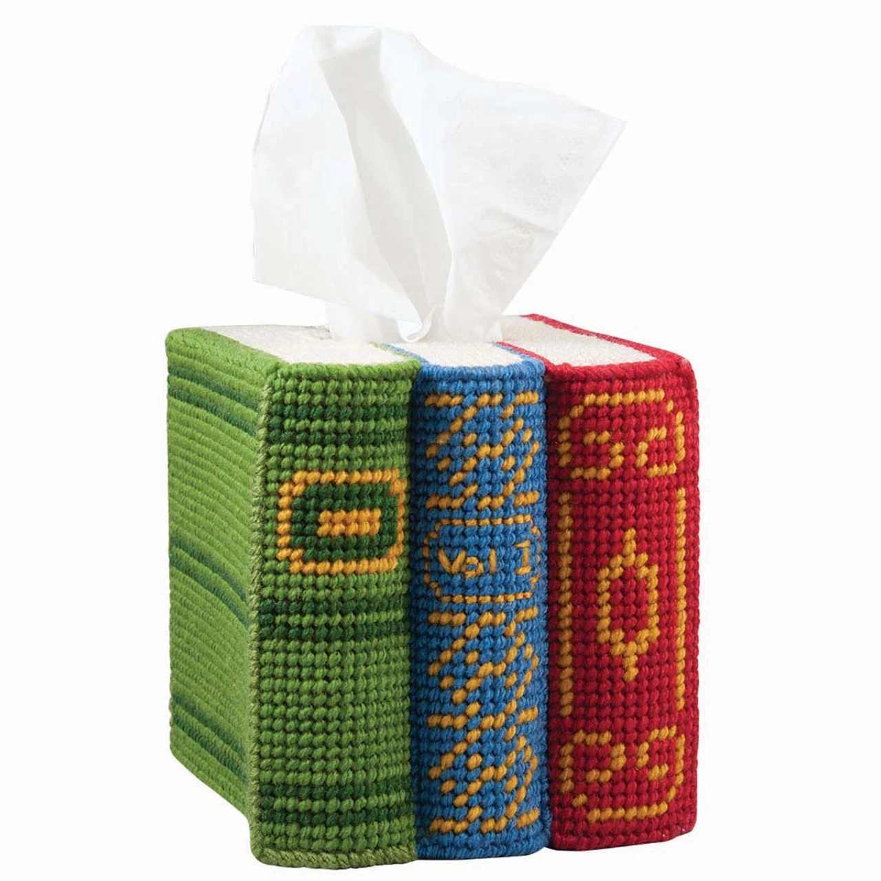 Herrschners Book Stack Tissue Box Plastic Canvas Kit 1 Herrschners Book Stack Tissue Box Plastic Canvas Kit