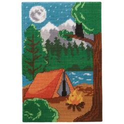 Herrschners Moonlight Camping Wall Hanging Plastic Canvas Kit