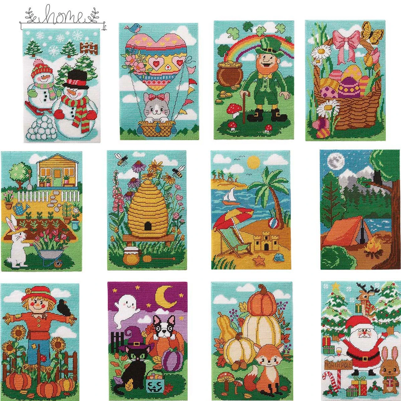 Herrschners Monthly Wall Hanging Plastic Canvas Set 1 Herrschners Monthly Wall Hanging Plastic Canvas Set