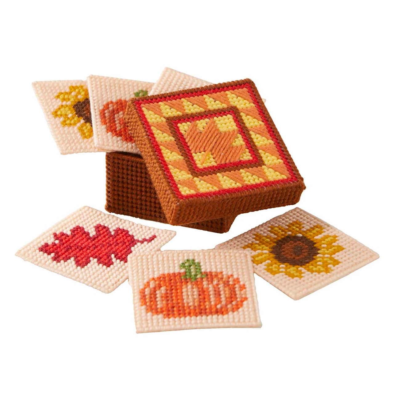 Herrschners Fall Welcome Coasters Plastic Canvas Kit 1 Herrschners Fall Welcome Coasters Plastic Canvas Kit