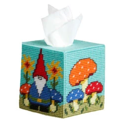 Herrschners Garden Gnomes Tissue Box Plastic Canvas Kit