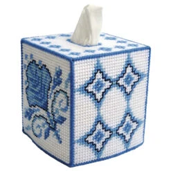 Herrschners Azure Field Tissue Box Plastic Canvas Kit