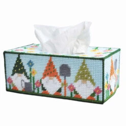 Herrschners Gardening Gnomes Tissue Box Plastic Canvas Kit