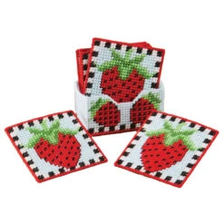 Herrschners Strawberry Patch Coasters Plastic Canvas Kit