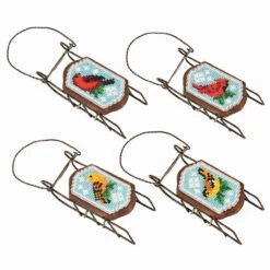 Herrschners Winter Birds Sled Ornaments Counted Cross-Stitch Kit