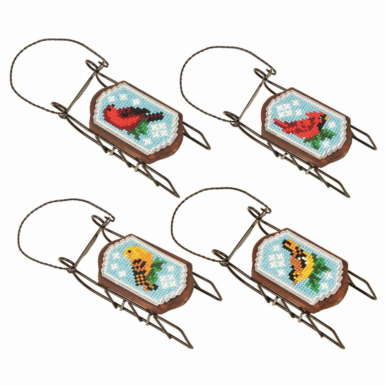 Herrschners Winter Birds Sled Ornaments Counted Cross-Stitch Kit 1 Herrschners Winter Birds Sled Ornaments Counted Cross-Stitch Kit