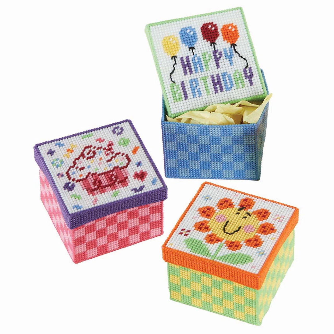 Herrschners Celebration Gift Boxes Plastic Canvas Kit 1 Herrschners Celebration Gift Boxes Plastic Canvas Kit