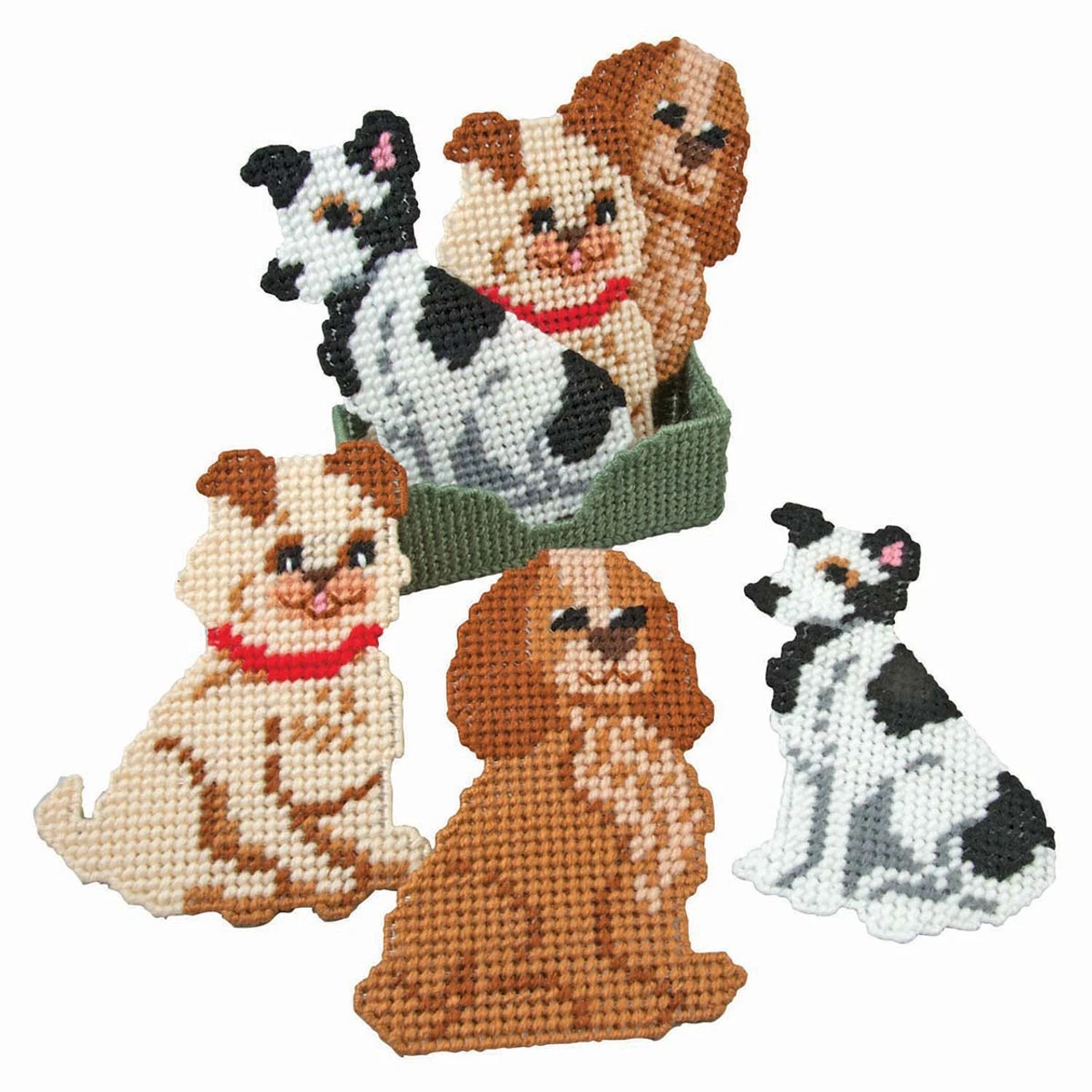Herrschners Dog Lover Coasters With Holder Plastic Canvas Kit 1 Herrschners Dog Lover Coasters With Holder Plastic Canvas Kit