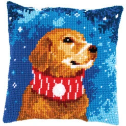 Vervaco Dog With Scarf Pillow Cover Needlepoint Kit
