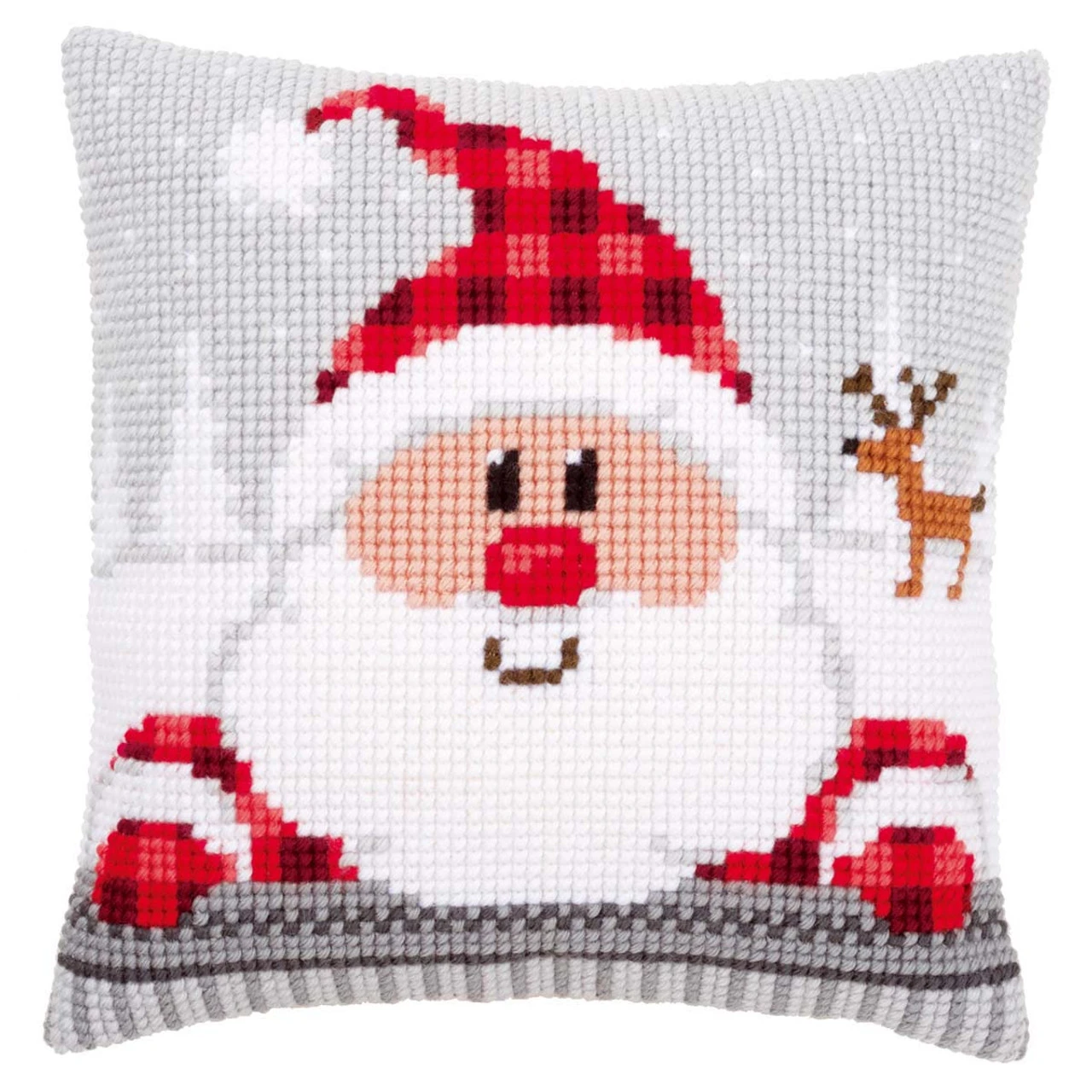 Vervaco Santa In A Plaid Hat Pillow Cover Needlepoint Kit 1 Vervaco Santa In A Plaid Hat Pillow Cover Needlepoint Kit