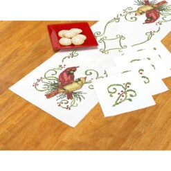 Herrschners Majestic Cardinals Table Runner & Napkins