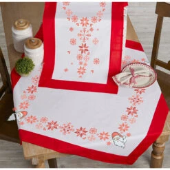 Herrschners Kris Kringle Table Topper & Runner Stamped Cross-Stitch